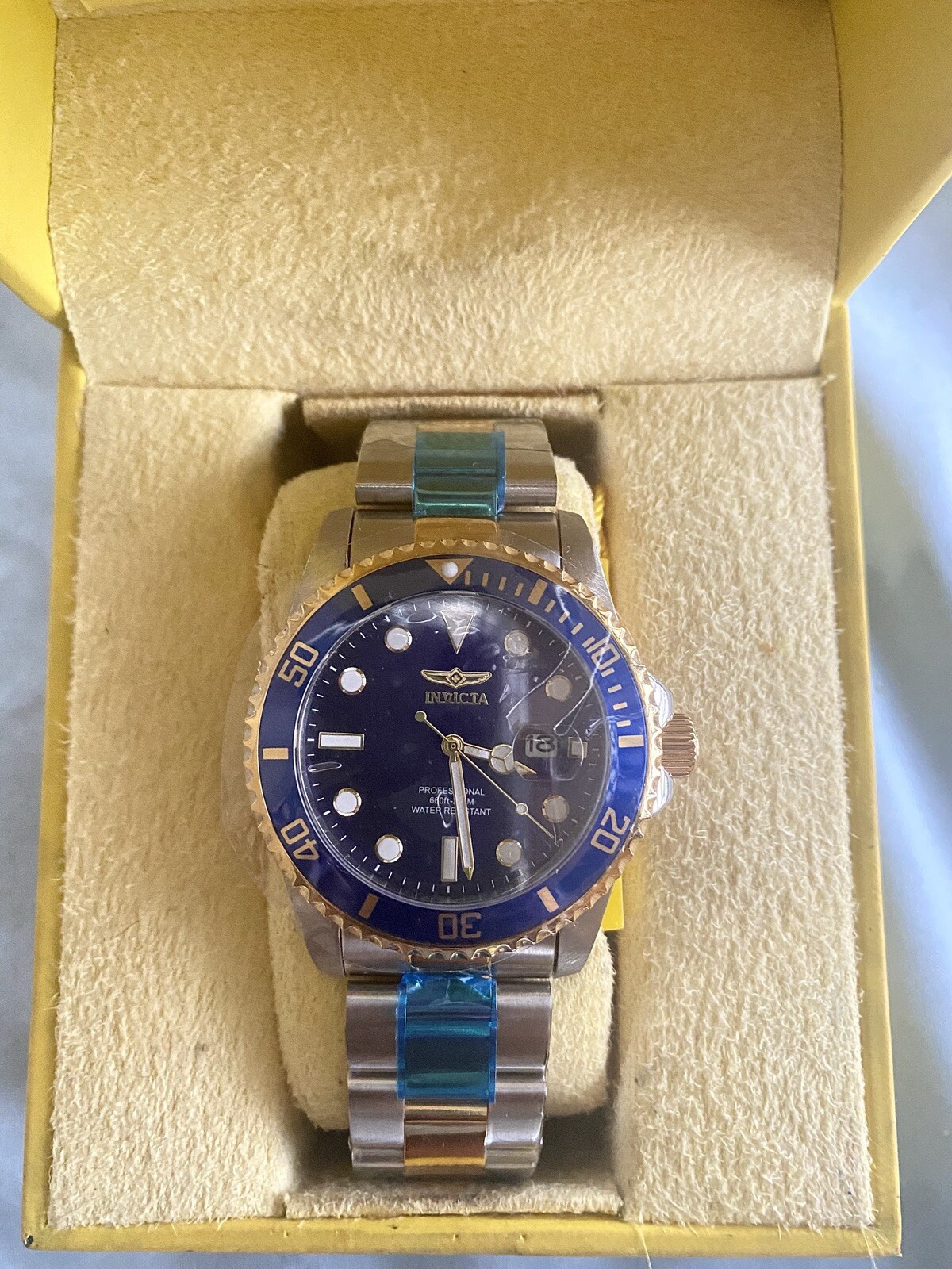 Invicta Pro Diver 26972 Blue Dial Two Tone Stainless Steel Wrist Watch for Men