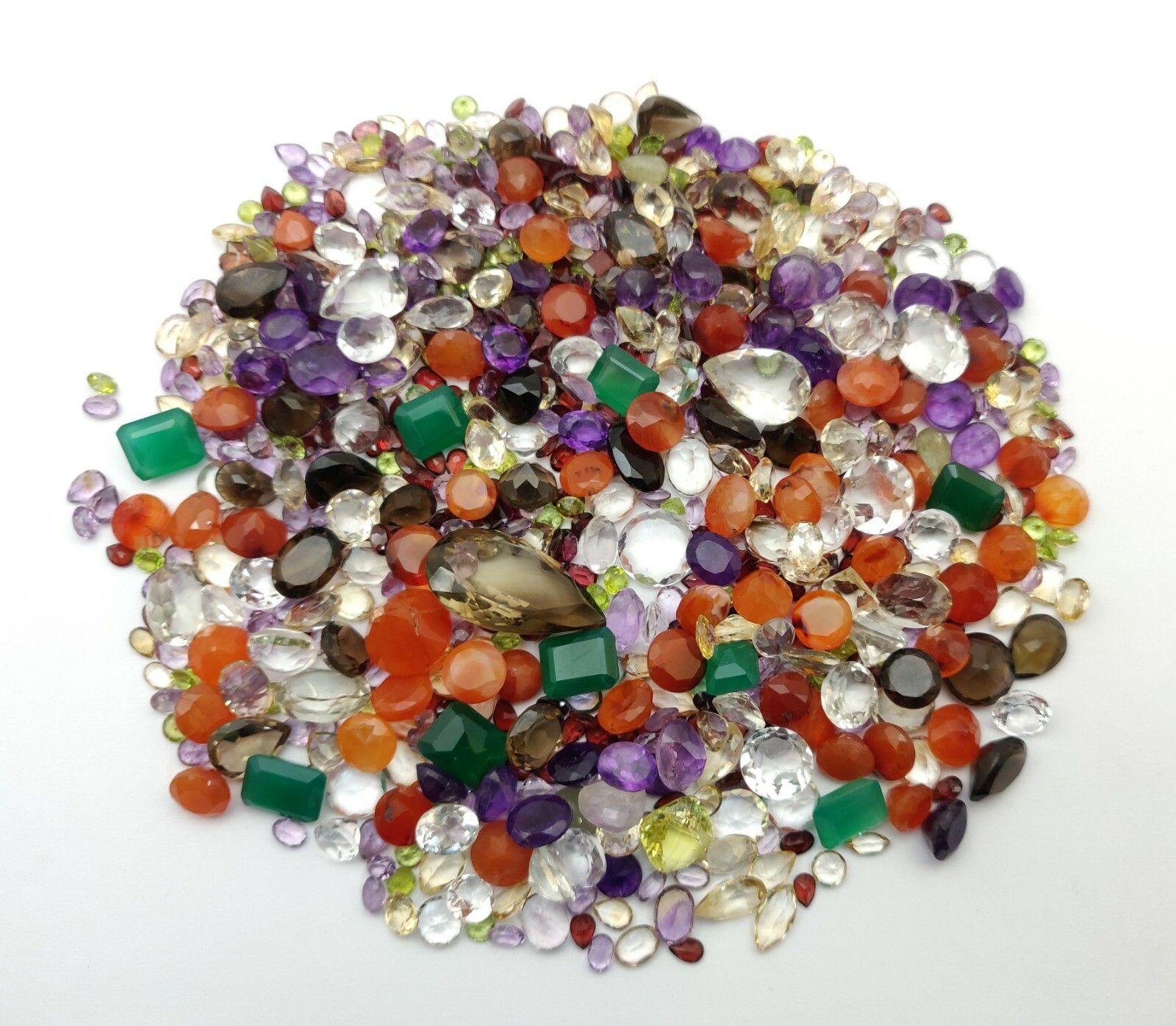 500 Carat Lot of Natural Mix Faceted Cut Gemstone~Amethyst, Citrine, Onyx,Quartz