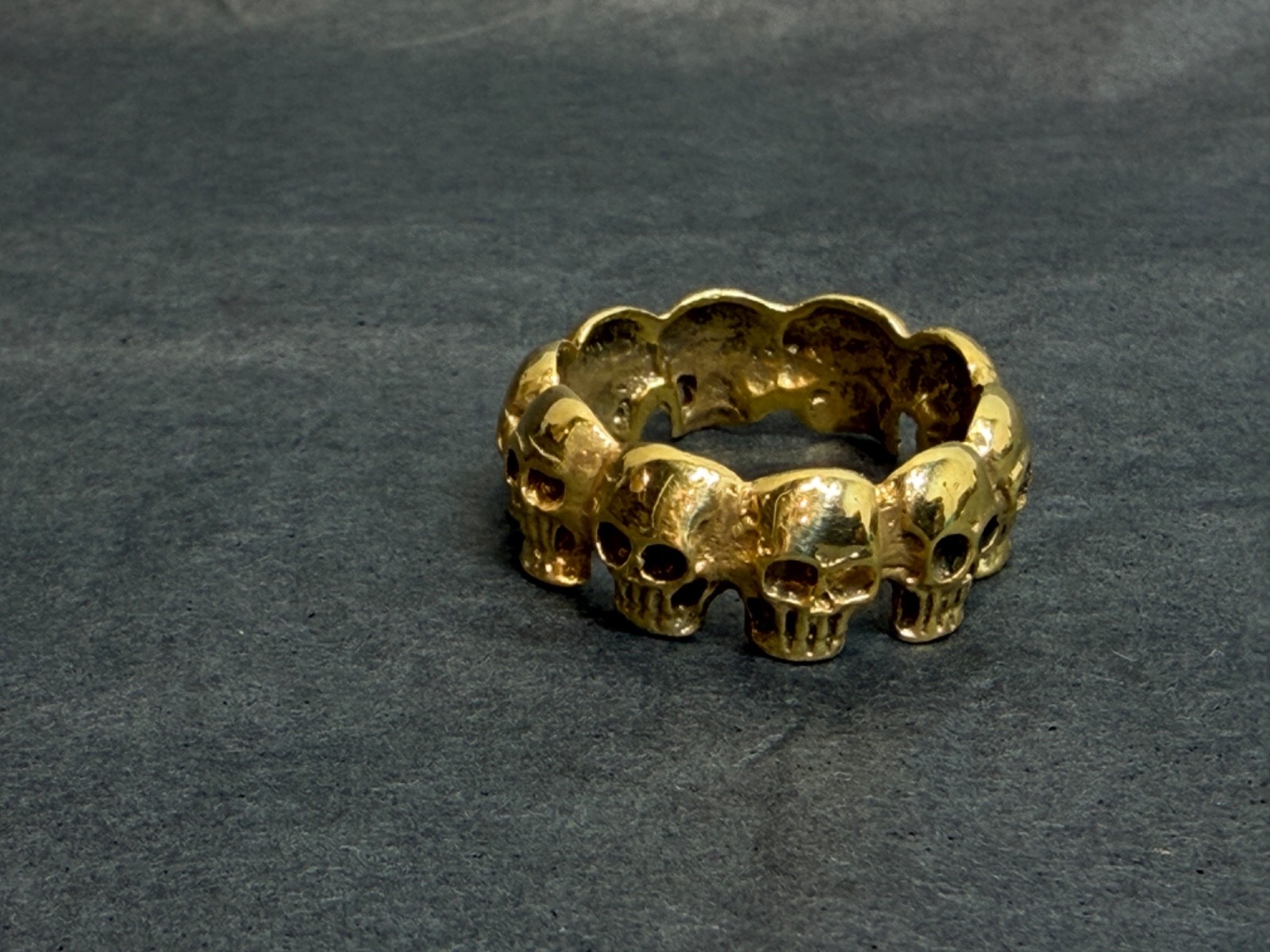 Antique Victorian Memento Mori Skulls Men Gild Silver Eternity Band Ring Diamond