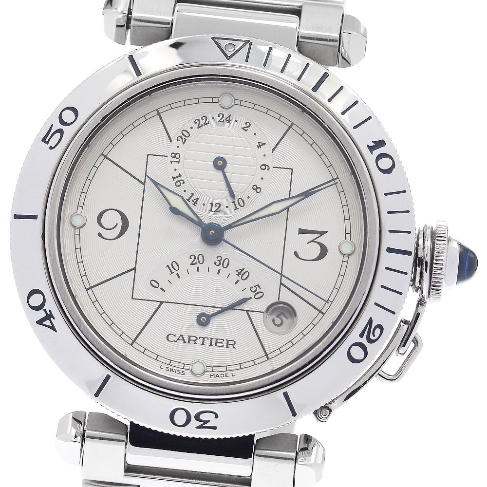 CARTIER Pasha 38mm W31037H3 GMT power reserve date Automatic Men’s Watch_965480