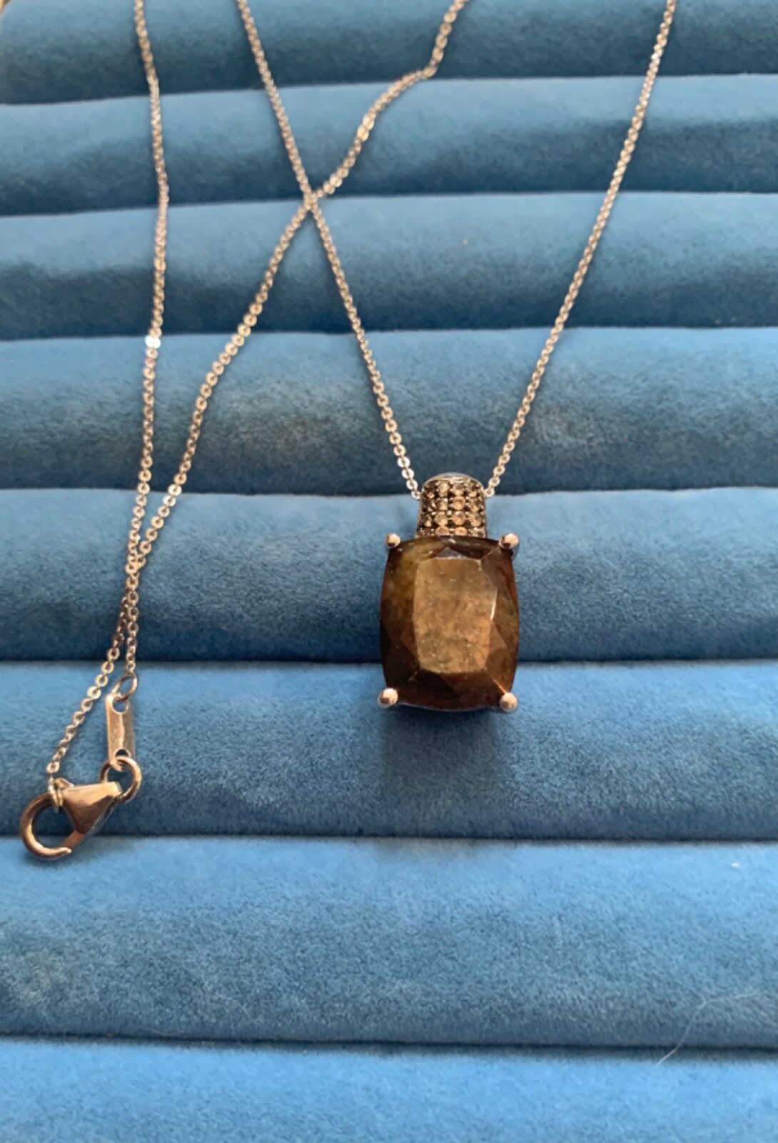 Zawadi Chocolate Sapphire, Champagne Zircon Pendant Necklace-20 in. (15.75c)