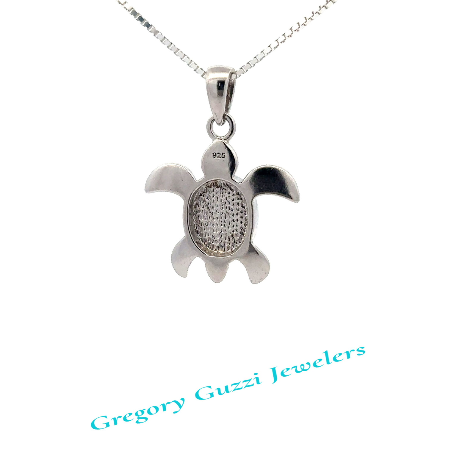 Sterling Silver Turtle Pendant With Crystals (21 x 28 mm)
