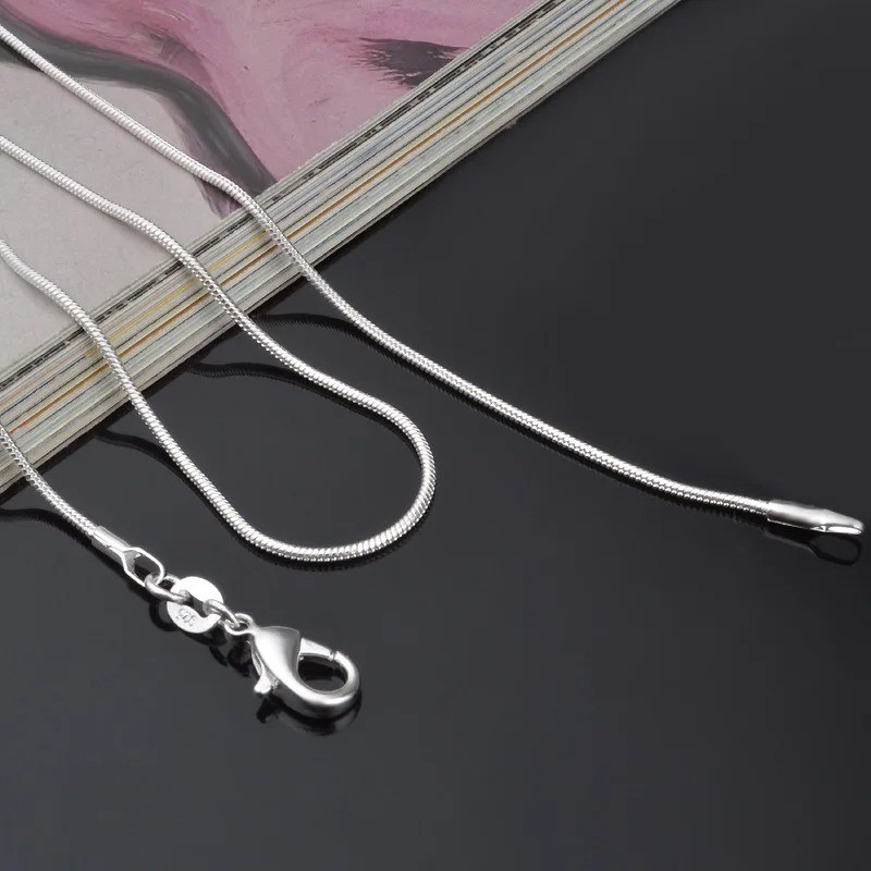 1mm Silver Plated Snake Chain Necklace Choker Smooth Thin Chain for Women – USA