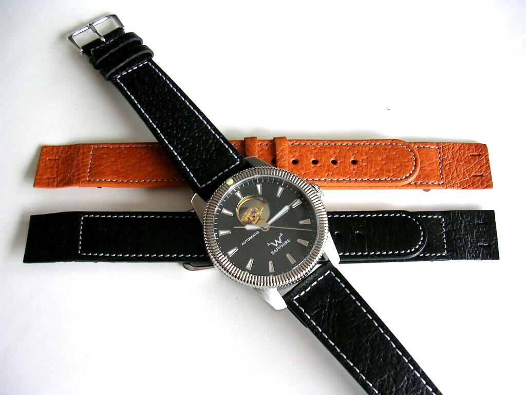 20mm XL Open End strap Genuine Pigskin band for vintage Wire Lug watch IW SUISSE