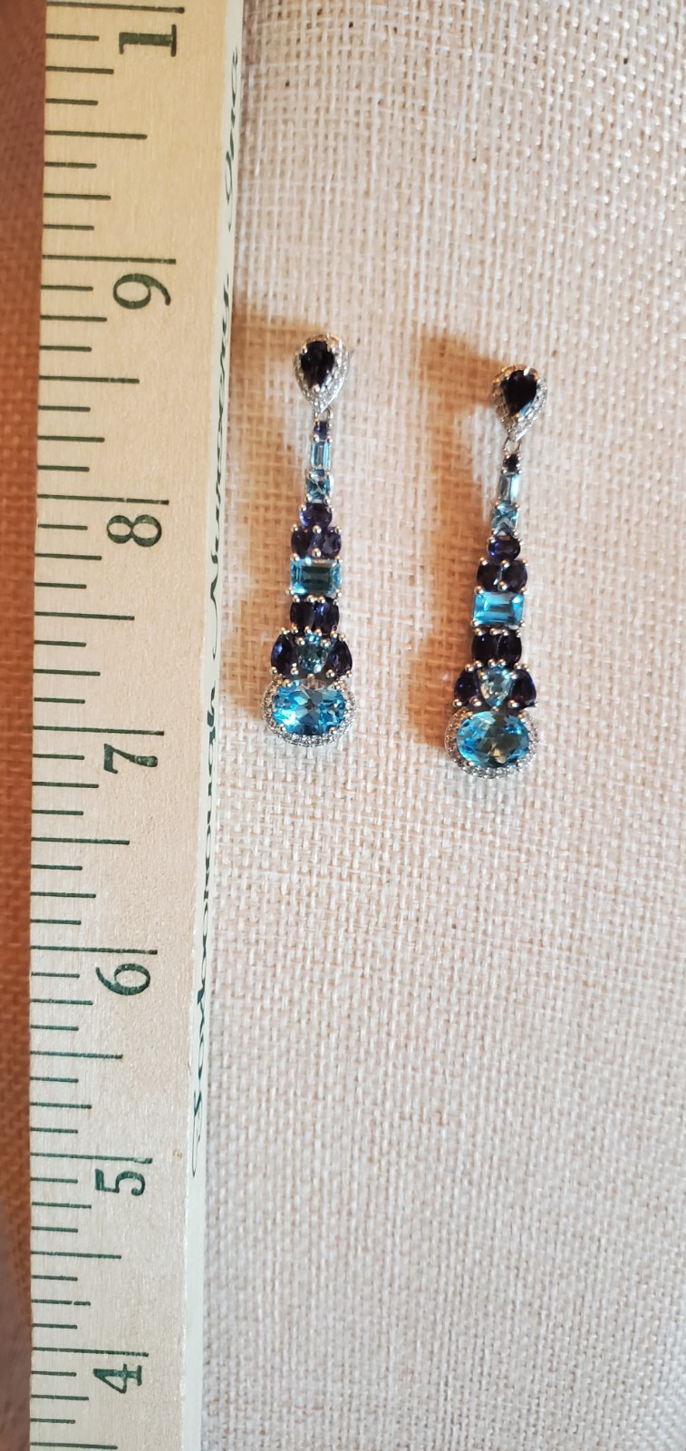 925 Sterling Silver Genuine Blue Topaz And Amethyst Victoria Wieck Earrings