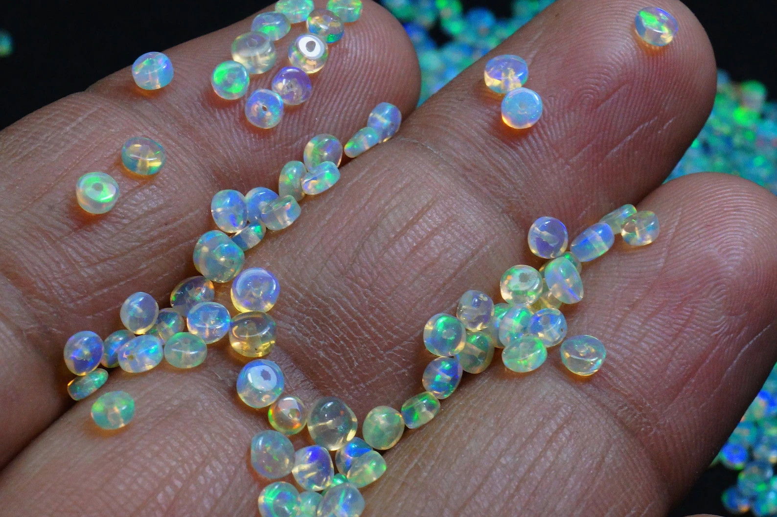 Natural Ethiopian Opal Beads, Smooth Rondelle Welo Fire Opal