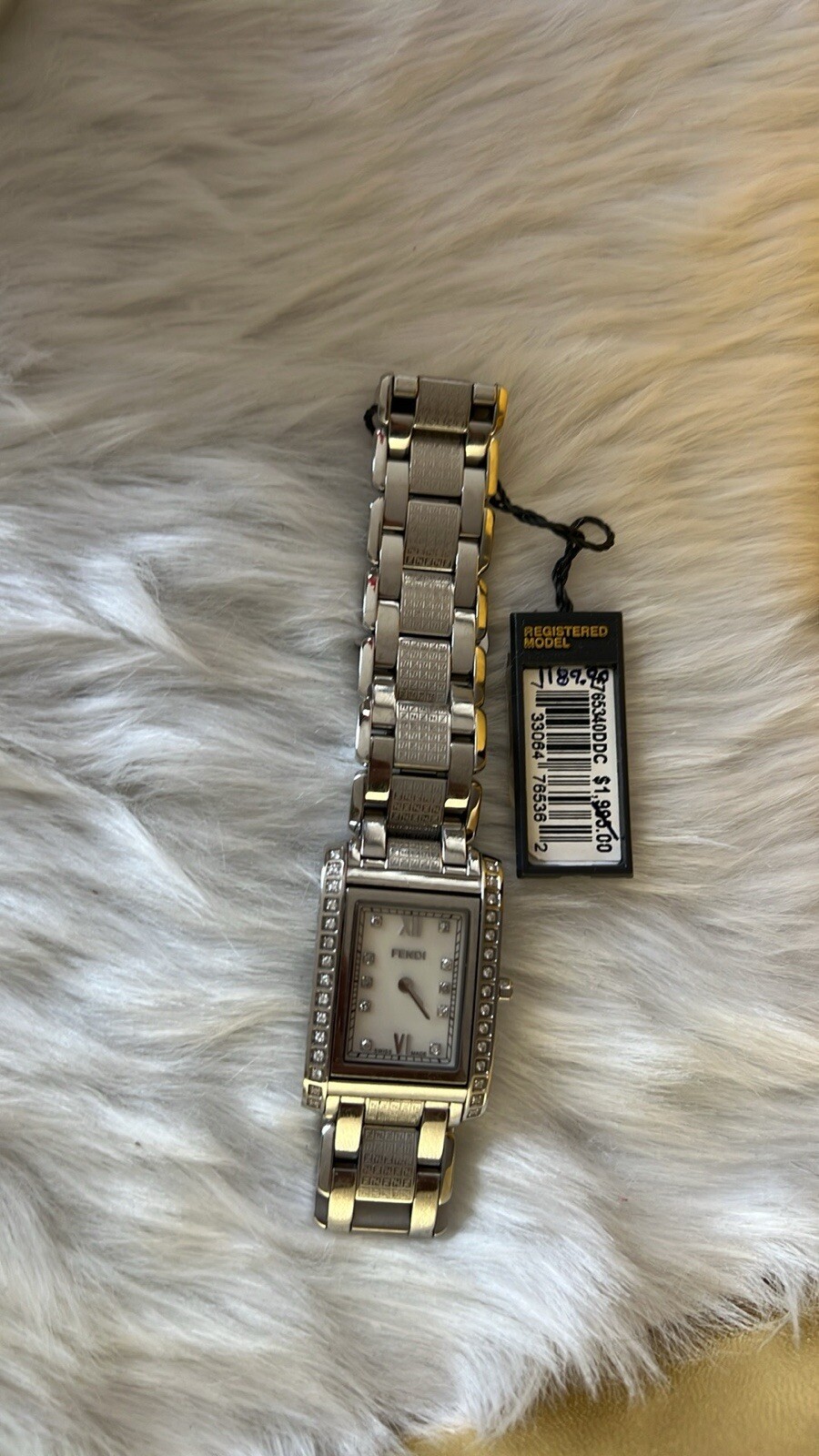 Fendi flip mop ladies watch, stainless steel with diamonds
