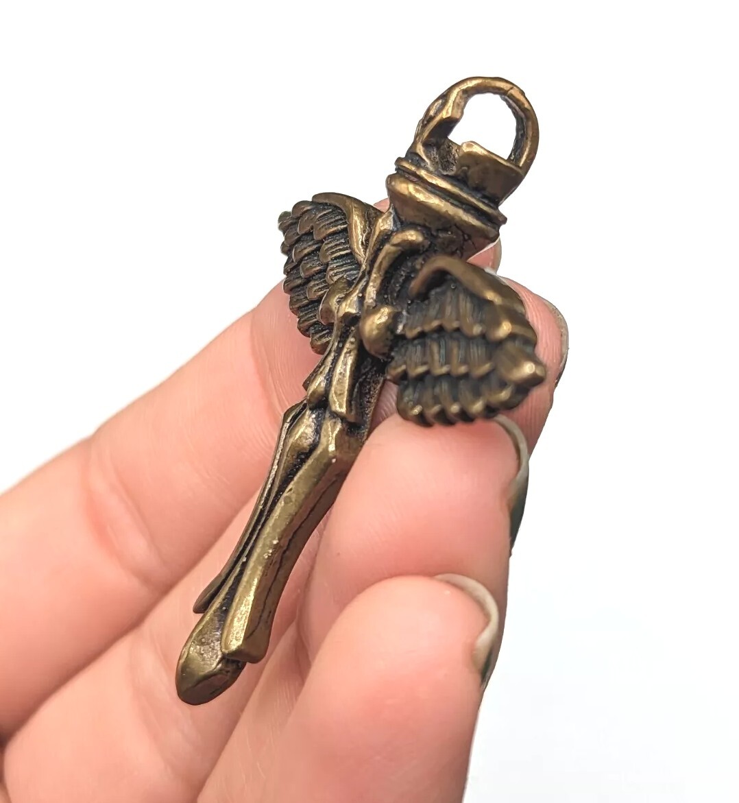 Bronze Tone Eagle Angel Wing Winged Crown Cross Sword Biker Religious Pendant