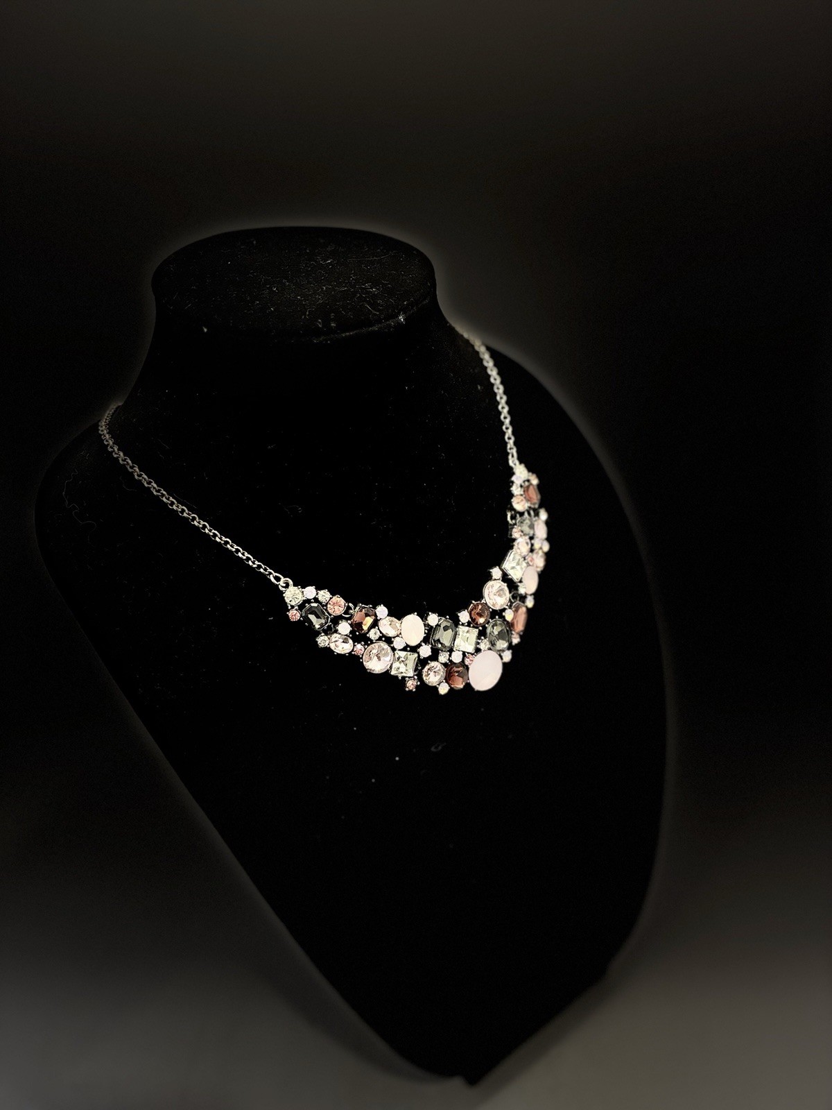 Premier Designs Ballet Slippers Pink Crystal Cluster Statement Bib Collar Neckla