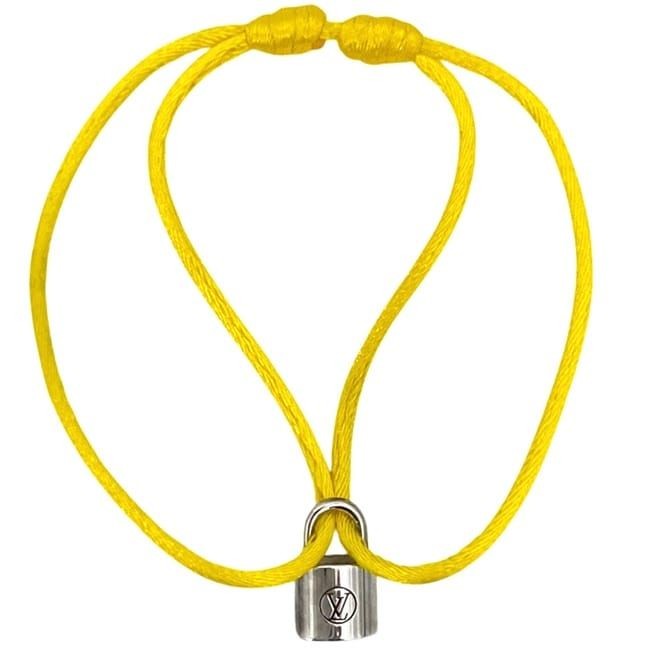 Louis Vuitton Authentic Bracelet Silver Lock It Yellow Cord 14–25.5cm Women