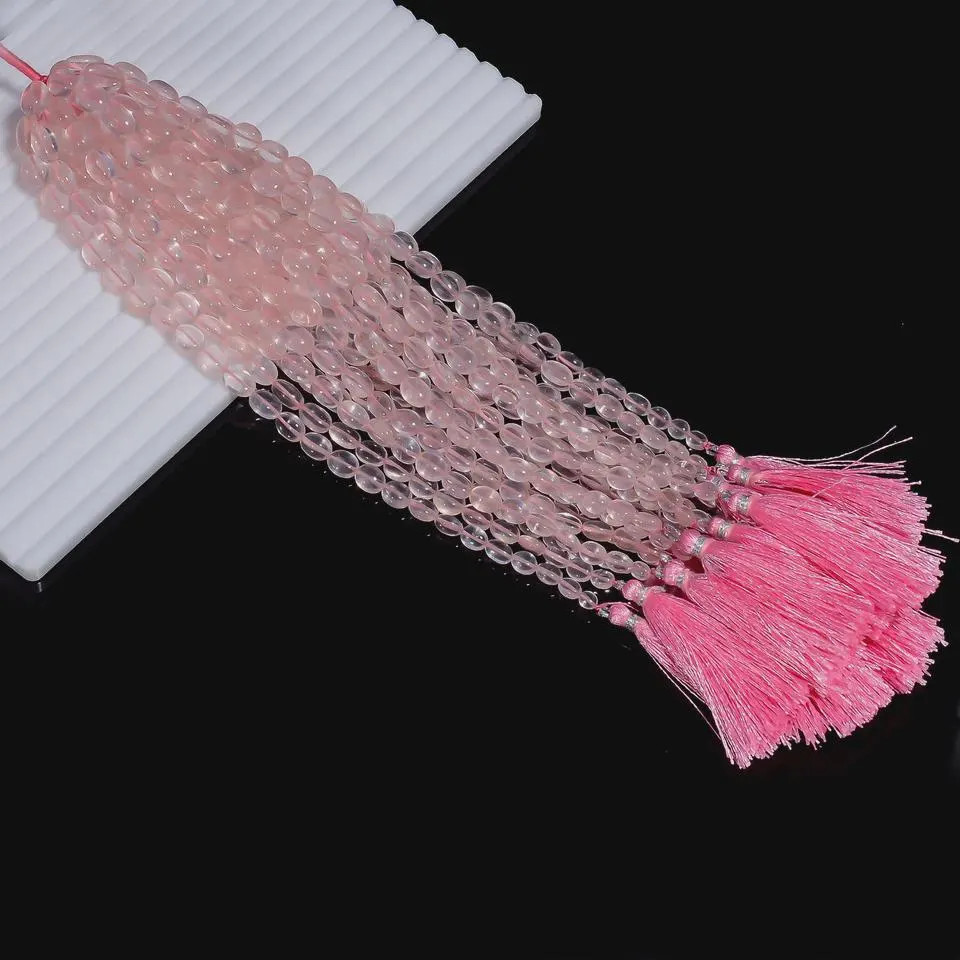 AAA Rose Quartz Oval Smooth Beads 4×3-10x7mm 9 Inch For Jewelry Making