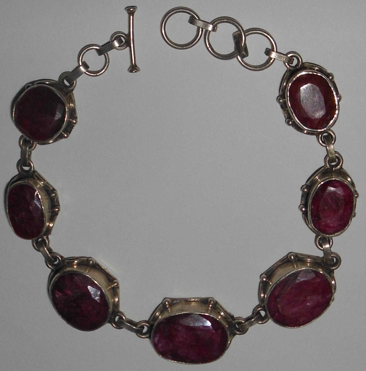 Vintage 925 Sterling Silver Ruby Bracelet
