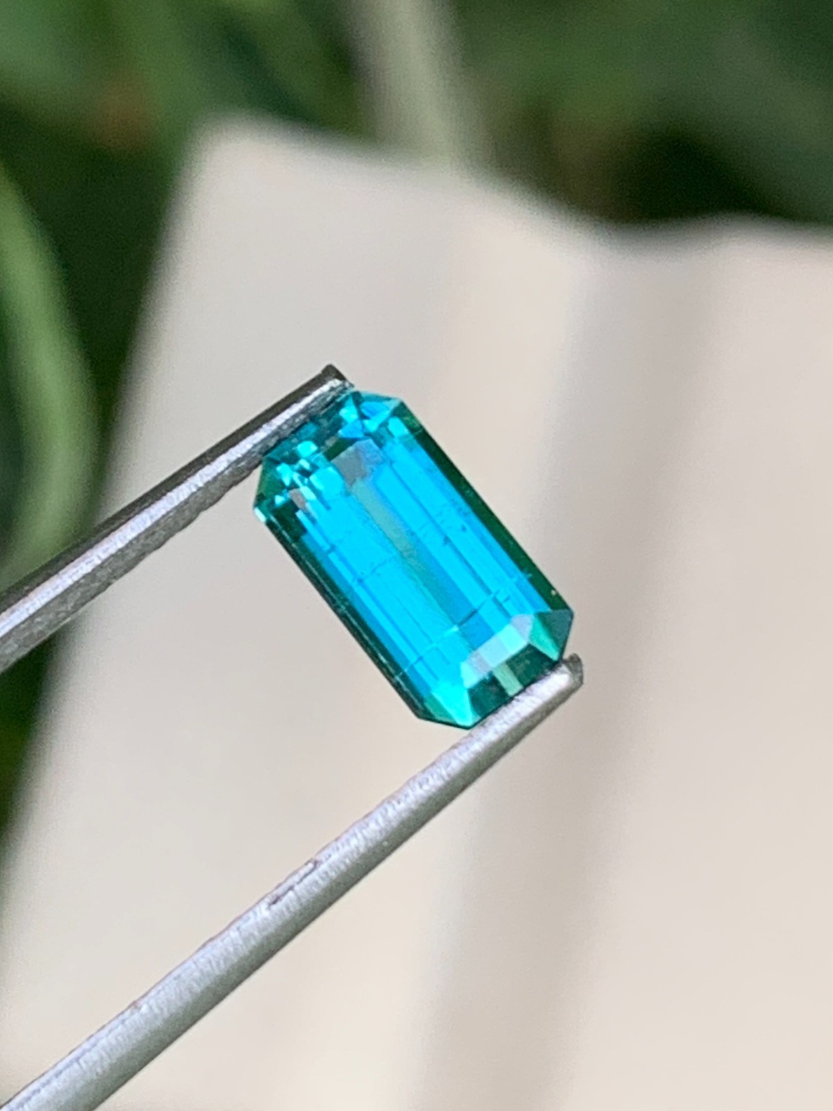 0.98 Ct Natural Lagoon Tourmaline Emerald Cut Faceted Loose Gemstone Afghanistan