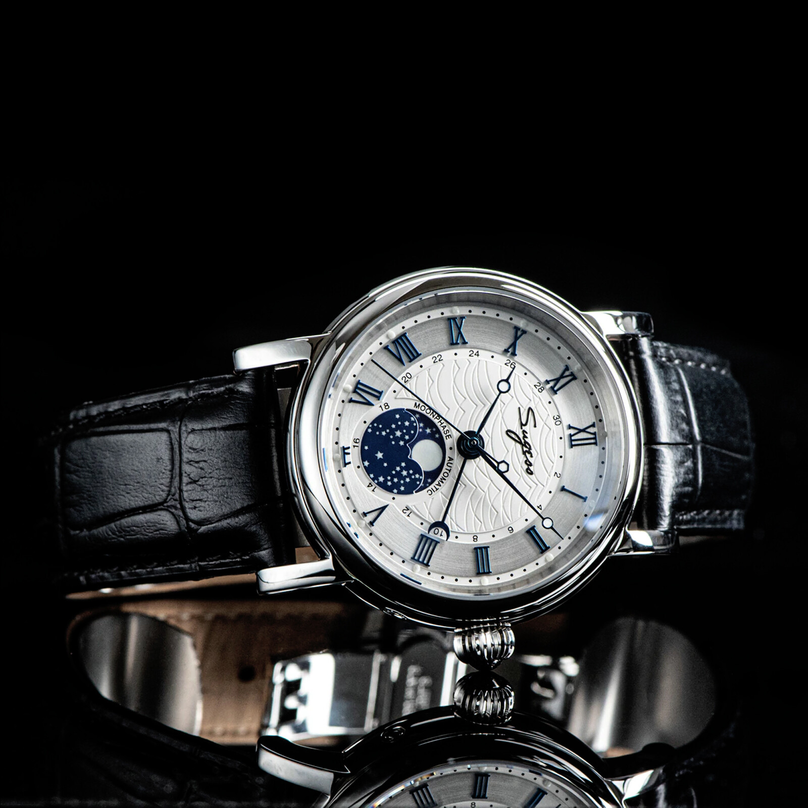 Sugess MoonPhase Master High Beat Mechanical Mens Watch Seagull 1963 SU2108SZ