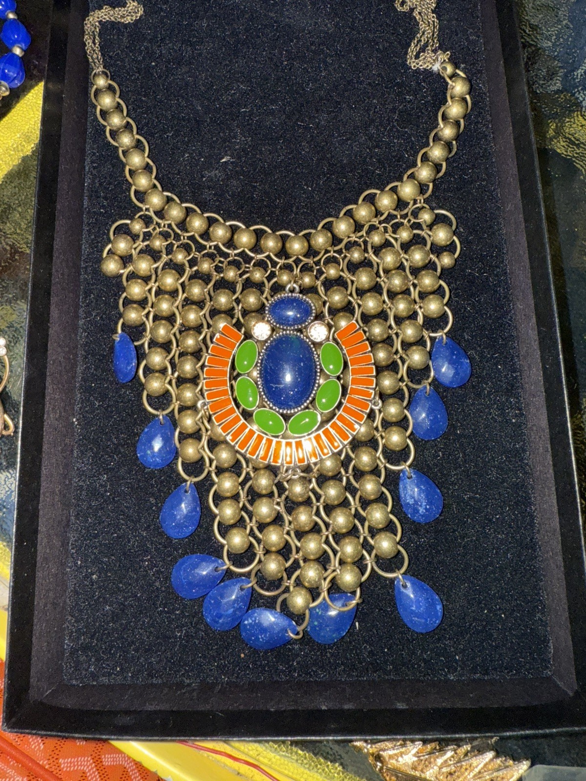 Egyptian Revival Inspired Colorful Multi dangle Necklace Scarab Tribal Guess ?
