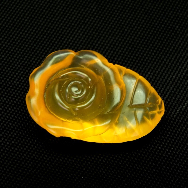 Shola Real 16.55 Ct Natural Fire Opal Flower Carving Huge From Mexico