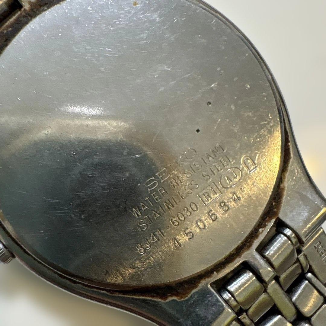 SEIKO DOLCE 8J41-6030 Quartz Stainless Steel Case Thin Mens Watch 34mm 1989