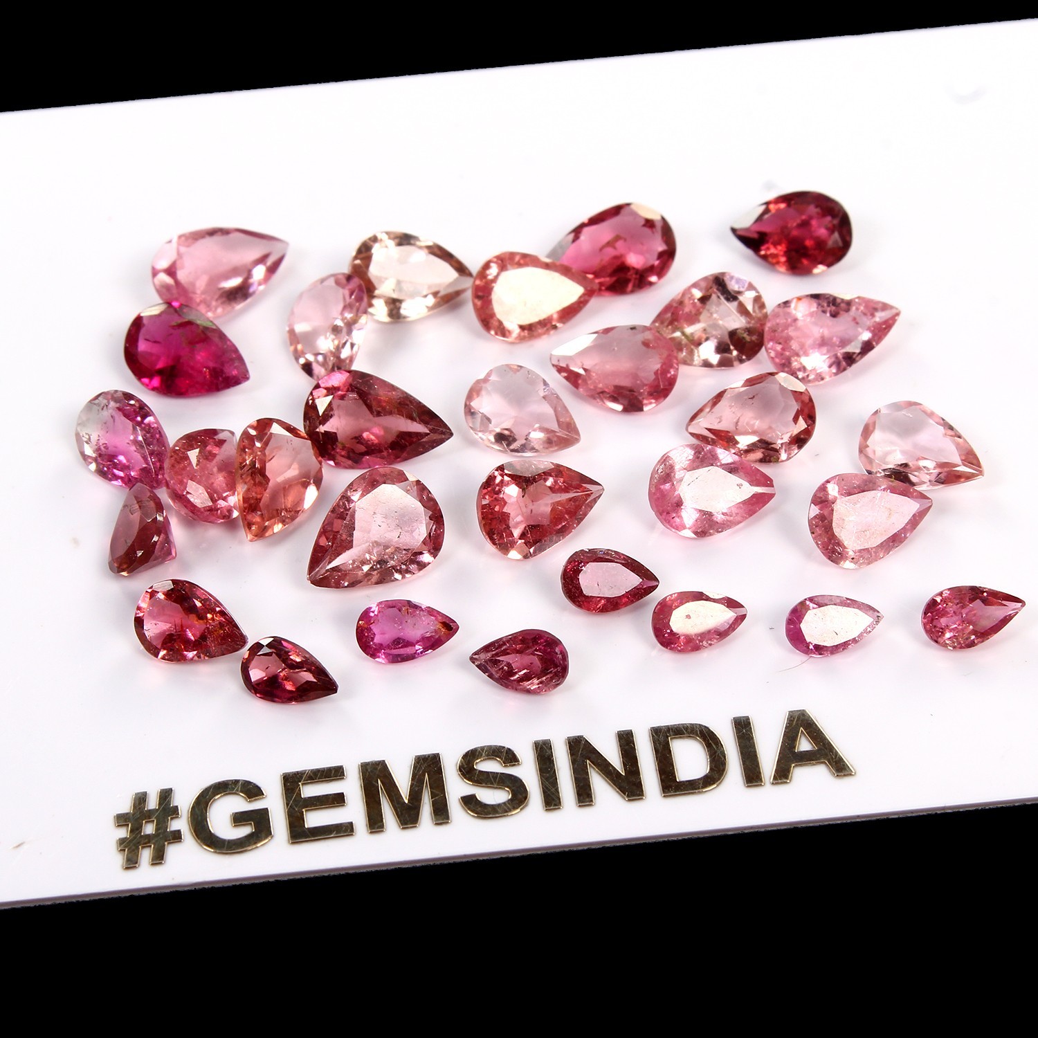 Certified 13.90 Cts/30 Pcs Natural Pink Rubellite Tourmaline Pear Cut 5-7mm Gems
