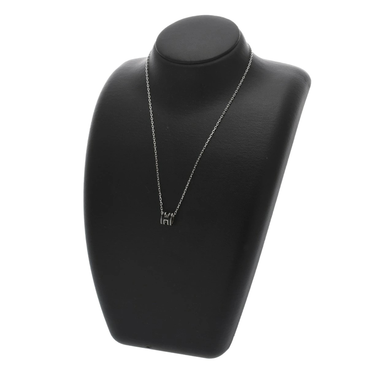 Hermes Pendant Mini Pop H Black Enamel Ladies Necklace Loan 48 S No Interest