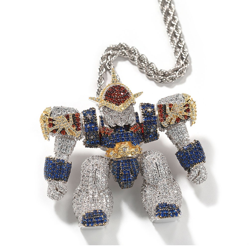 Hip Hop Jewelry Gold Filled Full Micro Paves CZ Cartoon Pendant Necklaces Rapper