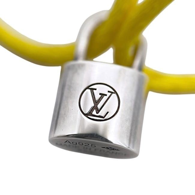 Louis Vuitton Authentic Bracelet Silver Lock It Yellow Cord 14–25.5cm Women