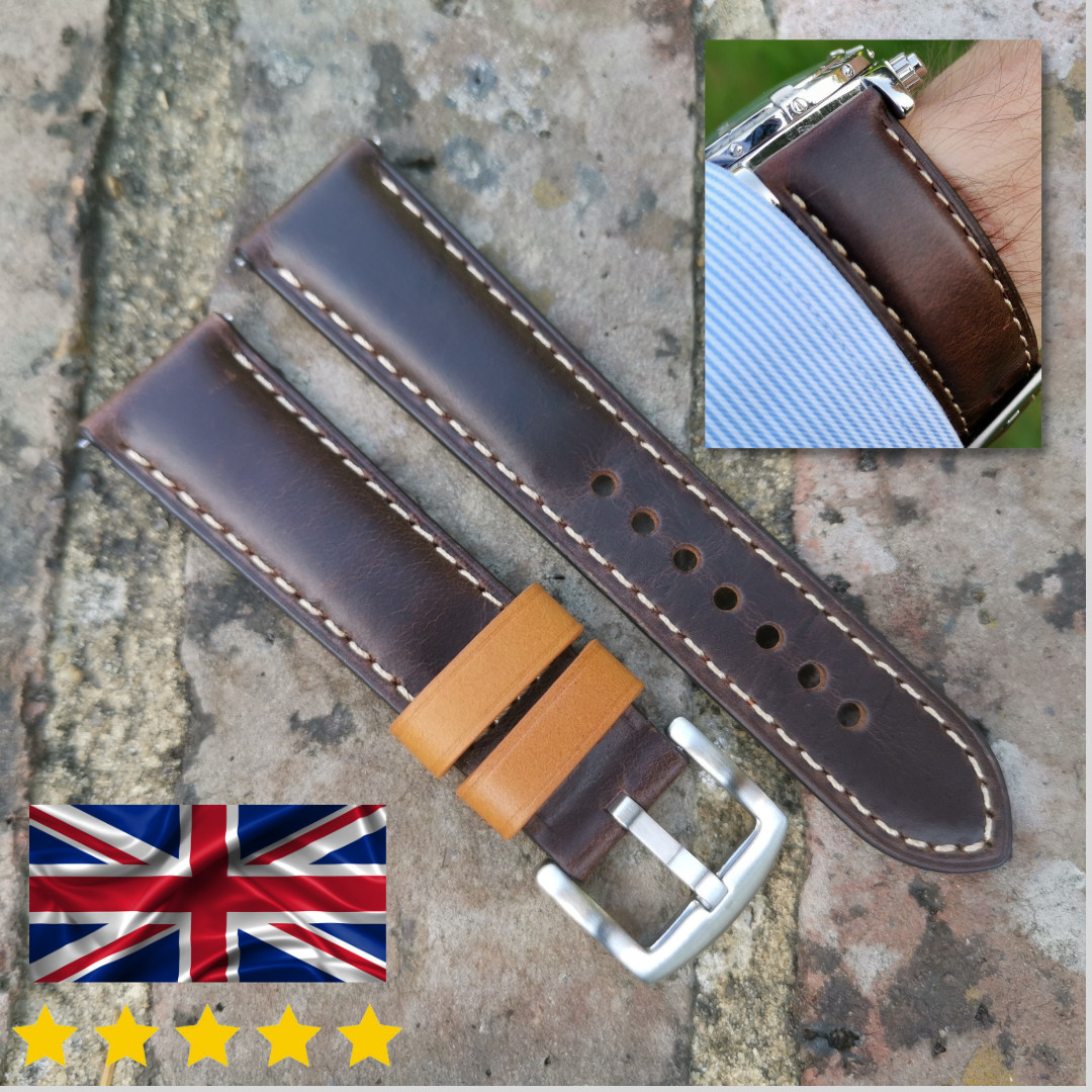 Handmade Premium Calf Skin Leather Watch Strap Band Brown 18mm 20mm 22mm 24mm