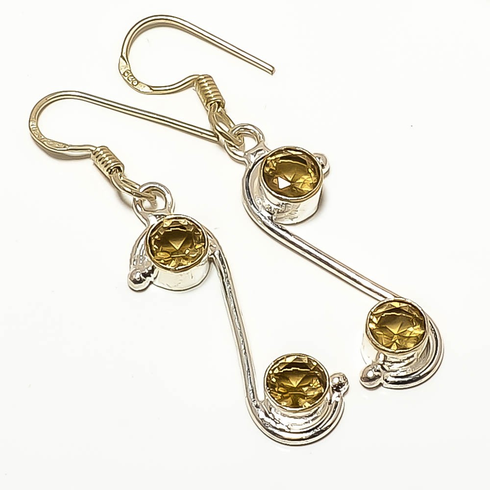 Smoky Quartz Gemstone 925 Silver Plated Earring 1.95″ TE7507-67