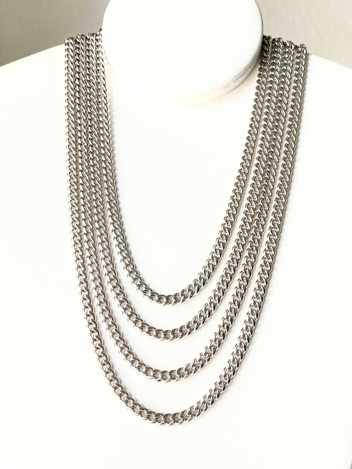 Solid 14K Rhodium GOLD FINISH Miami Cubn Link Chain Cuban