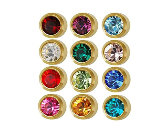 Caflon 4mm Surgical Steel Stud Earrings 12 Pairs Gold Plated multi color