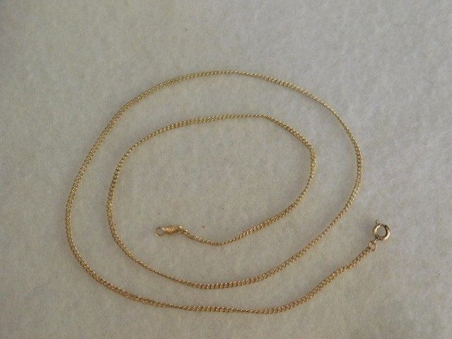VINTAGE 14K YELLOW GOLD CURB LINK NECKLACE, 19″ LONG, 1MM WIDE, 3.2 GRAMS TW