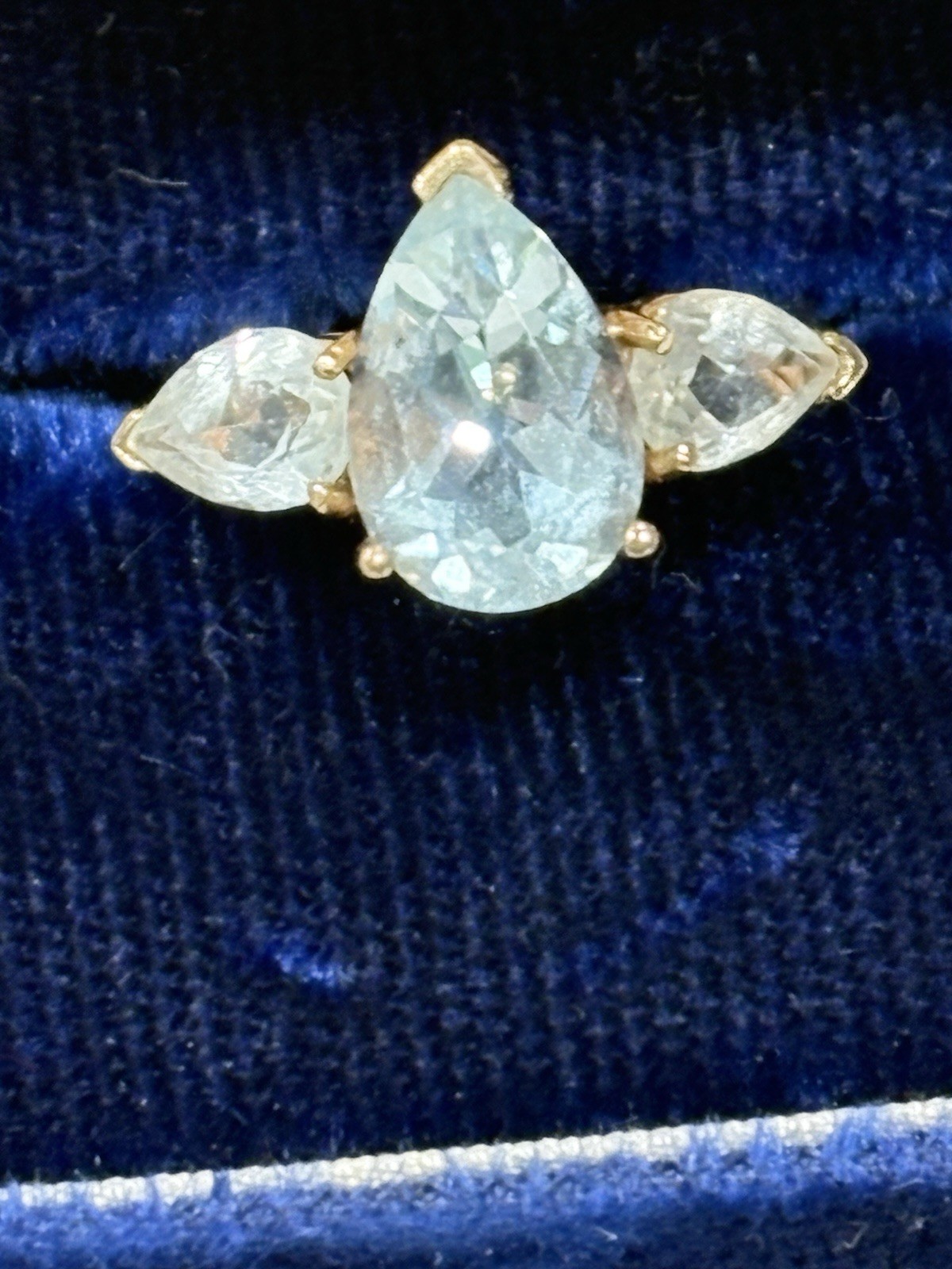 10KT Gold Ring Aquamarine Ladies Size 6.5 Vintage 3.2 Grams