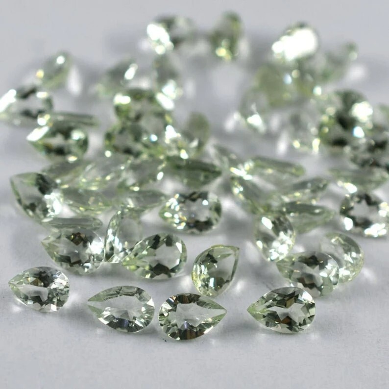 200 Pcs Natural Green Amethyst 5x3mm Pear Shape Faceted Cut Loose Gemstone