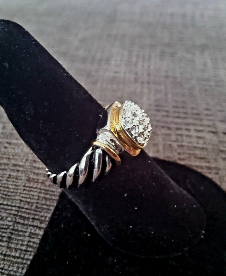 Park Lane Special Vault RING – Black, Silver, Gold + SWAROVSKI Crystals – SZ 9