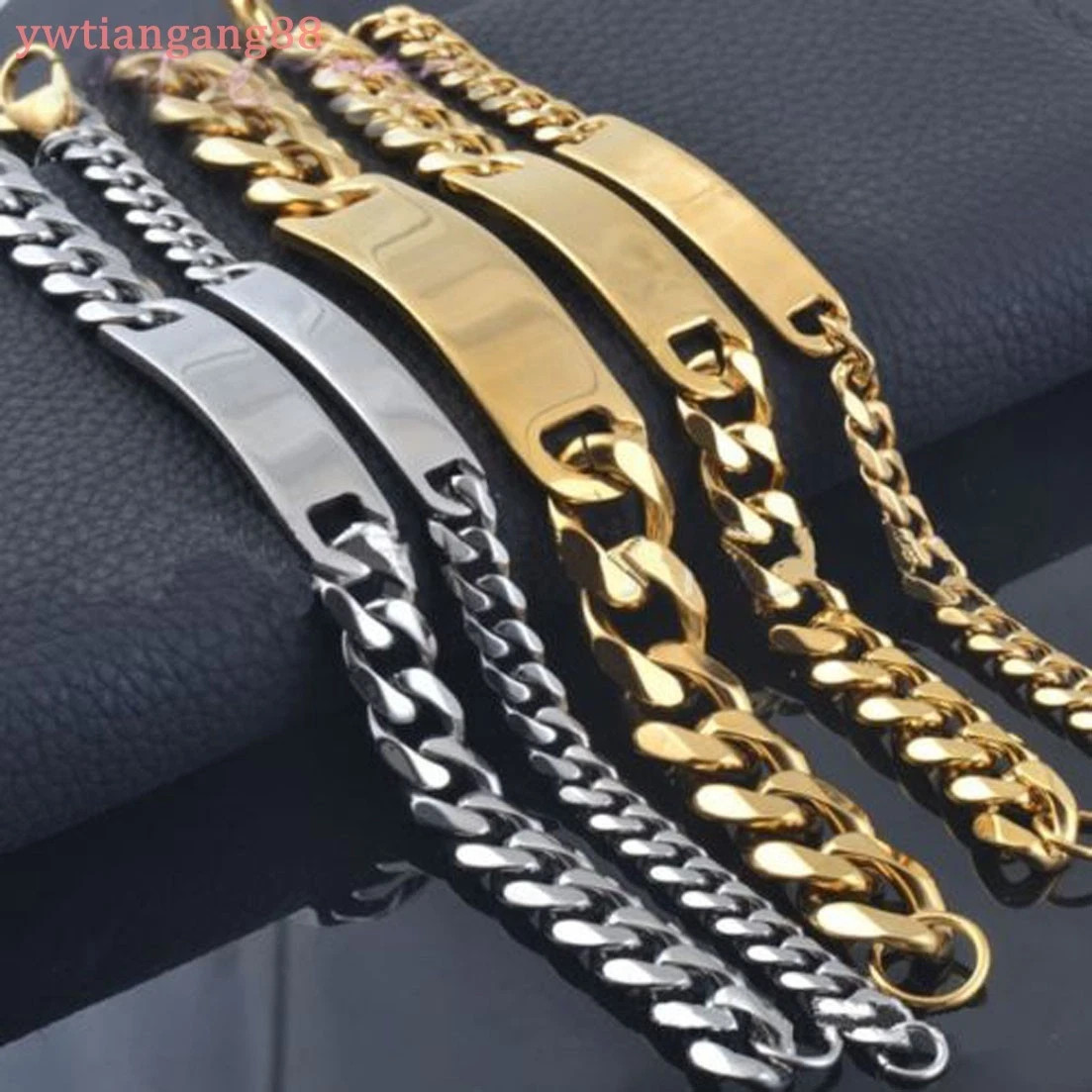 Men Women Silver/Gold Stainless Steel Curb Cuban Link Chain Bracelet 22cm