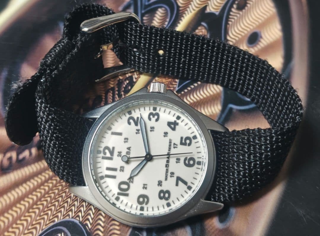 SEIKO ALBA Military Field Watch AQPK401 White Black belt Japan good working