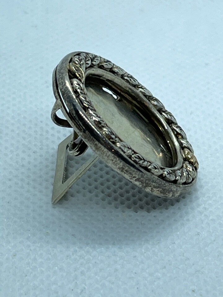 925 STERLING SILVER & 1OK GOLD DIAMOND EISEL BACK PICTURE FRAME BROOCH/PENDANT
