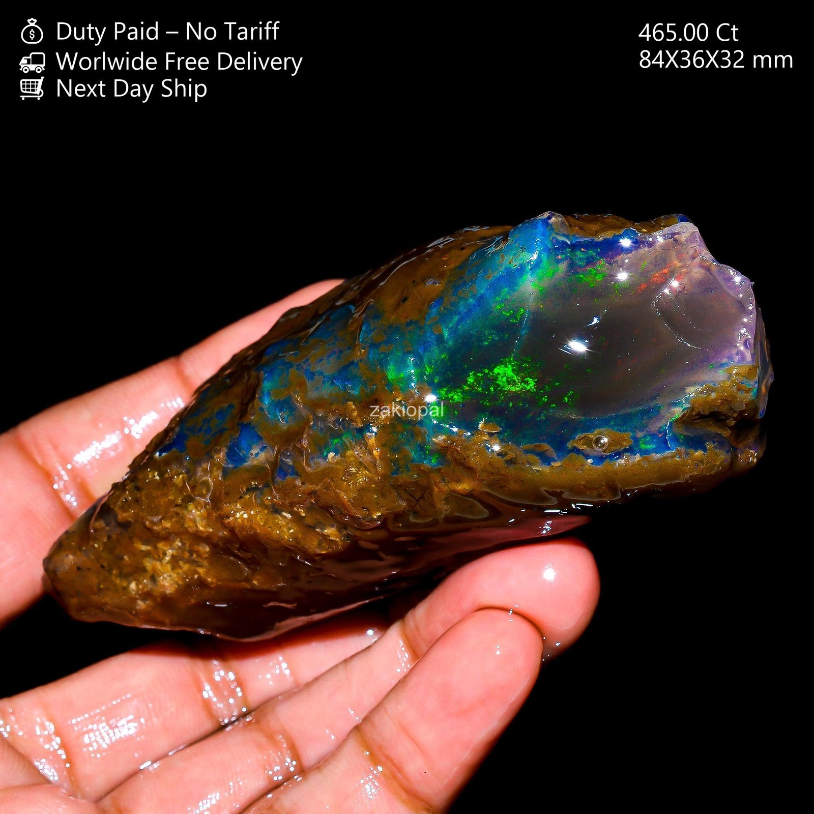 465.00 Cts Ethiopian Multi Fire Oil Opal Rough Handmade Natural 84X36X32 mm