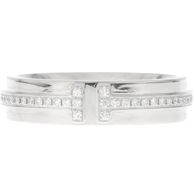 Tiffany & Co. T two narrow diamond ring K18 WG white gold 60151252 7820