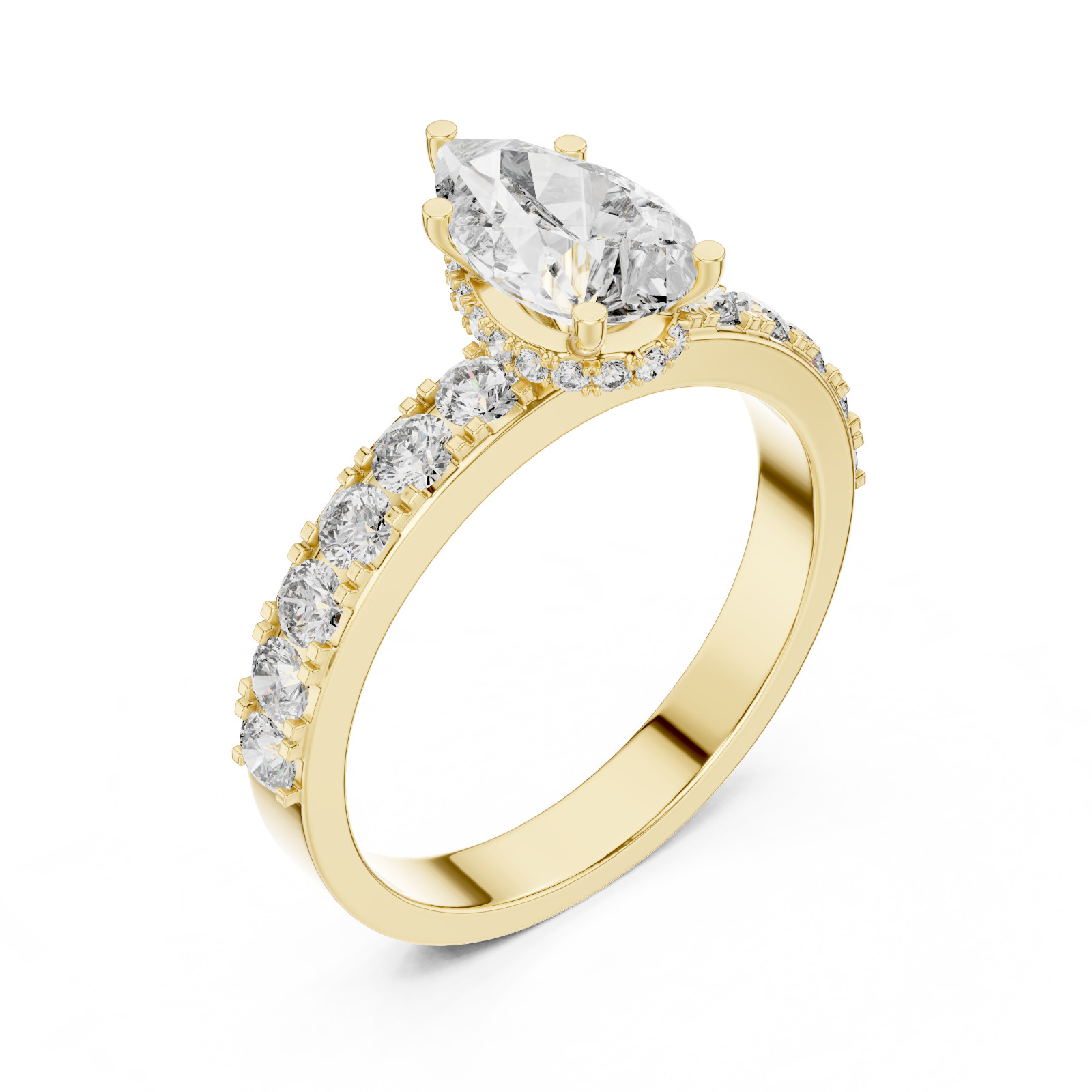 2.00 Ct Pear Cut Natural Moissanite Engagement Wedding Ring 925 Sterling Silver