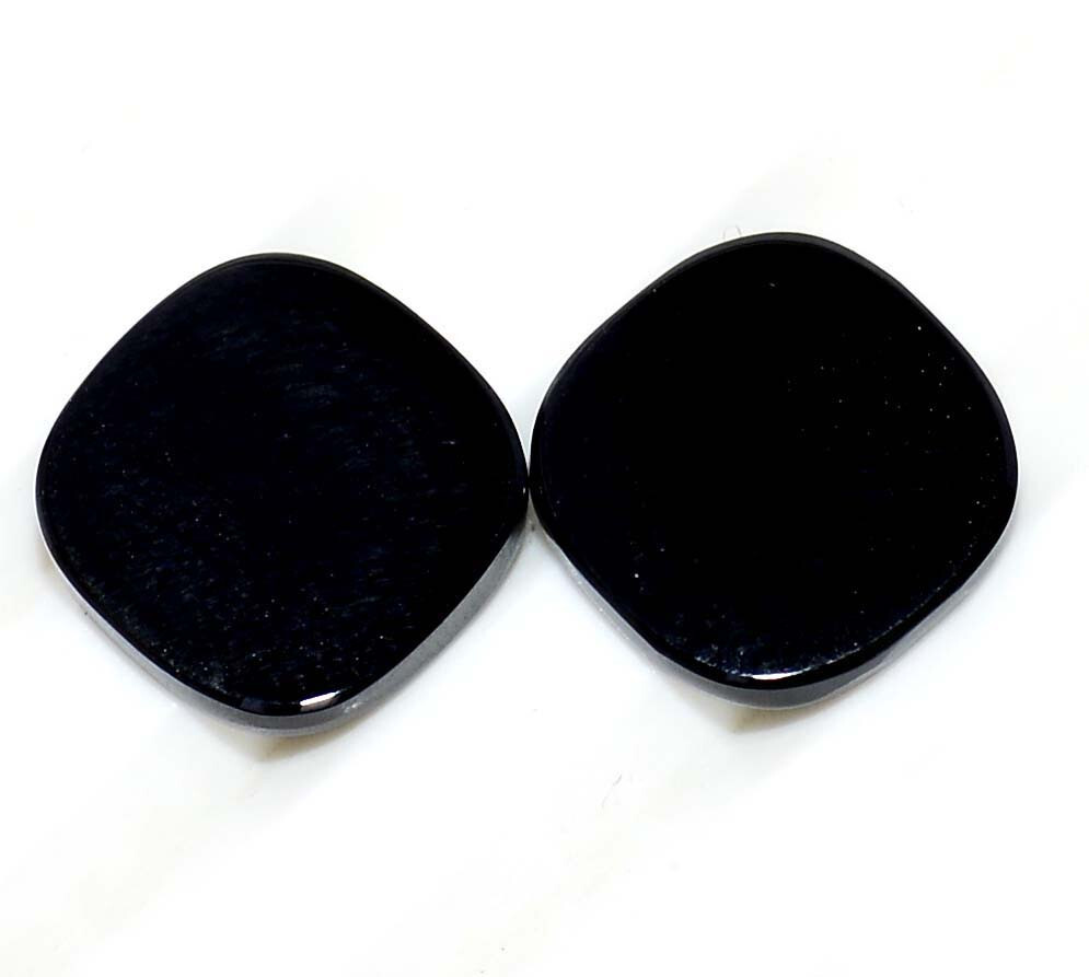 Natural Black Onyx Cushion Flate Cut Pair 10×10 mm 4.29 CTS Loose Gemstones