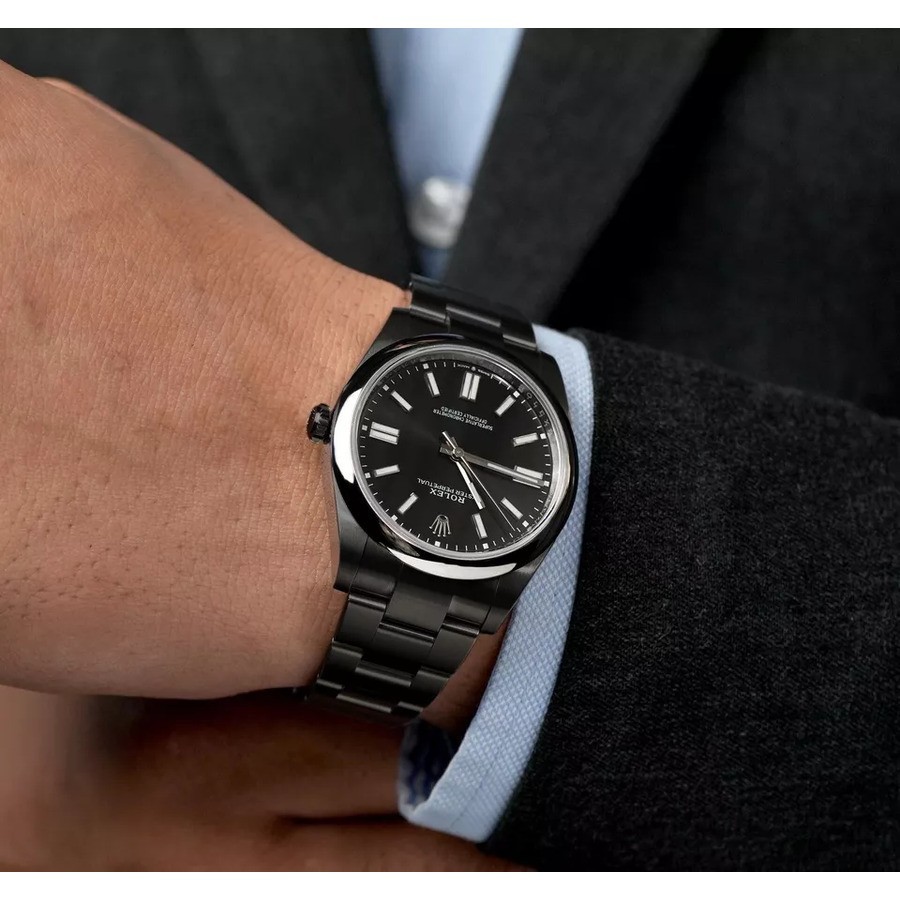 Rolex Oyster Perpetual 114300 Black Dial Black PVD/DLC Coated Steel Watch