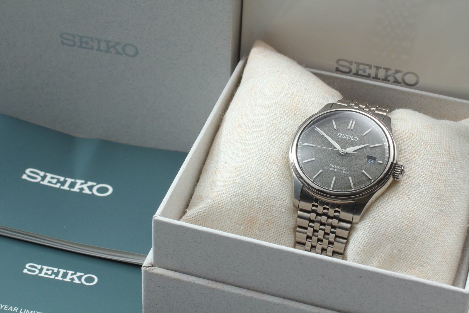 [Box Paper] Seiko Presage SARX123 Sensai Tea Automatic Date SS Men’s Watch Japan