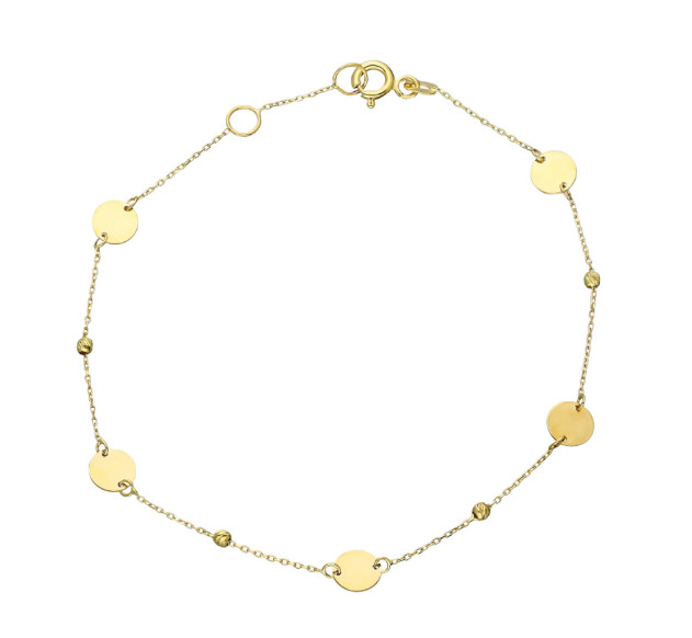 Dainty Disc Chain Bracelet – Minimalist 14K Yellow Gold Jewelry 19 cm/7.5 inches