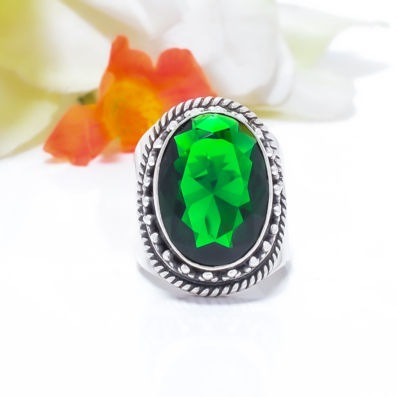 Chrome Diopside Sterling Silver, Handmade Elegant Anniversary Jewelry For Her