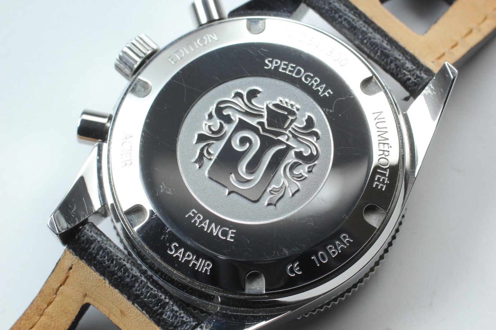 [N MINT+++ w/ Case] YEMA Speedgraf YSPEE2019-AAS 39mm Black Chrono AT Mens Watch