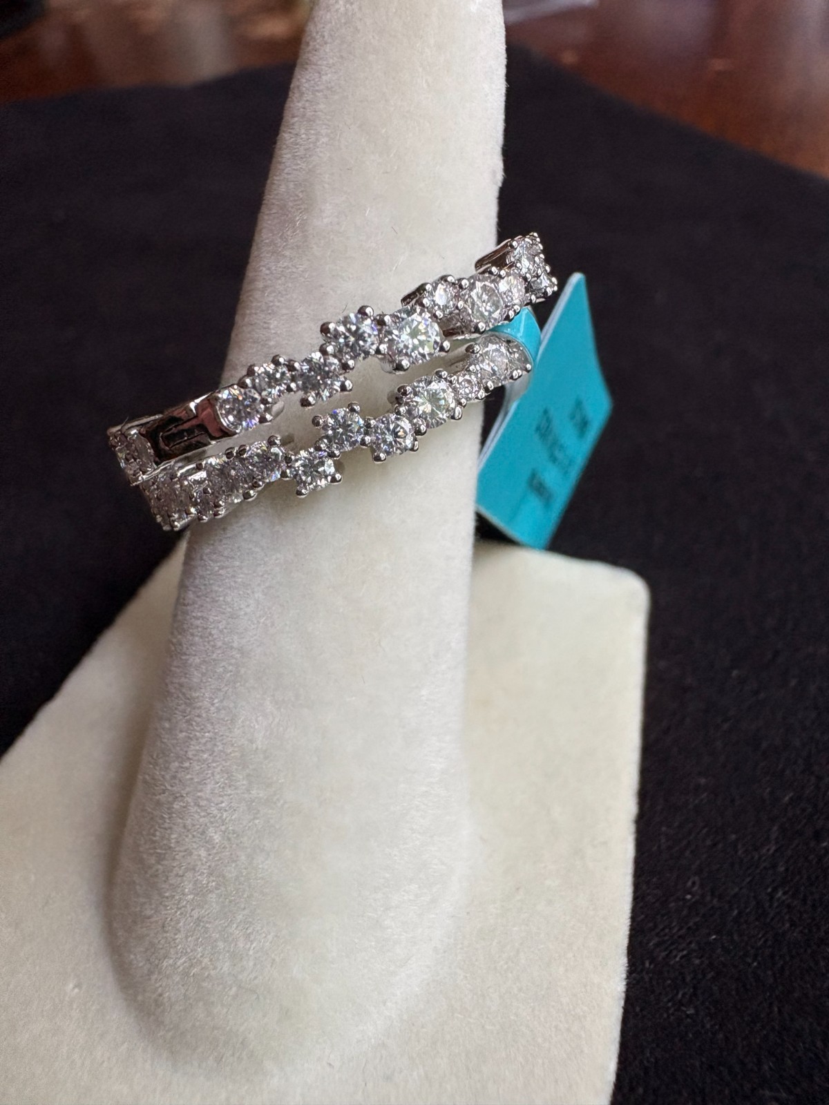 2.11 CTW D VVS Moissanite Hoop Earrings 18K White Gold Layered NWT Hinged