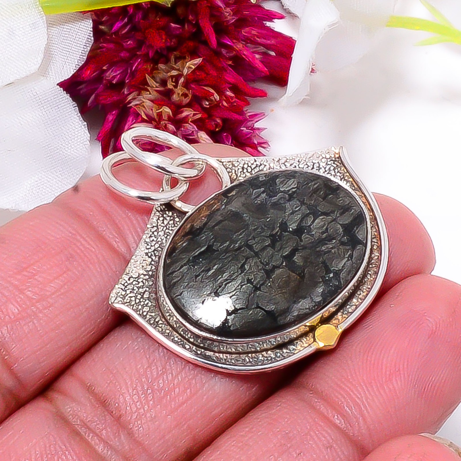 Marcasite – Callahan Mine 925 Sterling Silver Two Tone Pendant 1.37″ sku11
