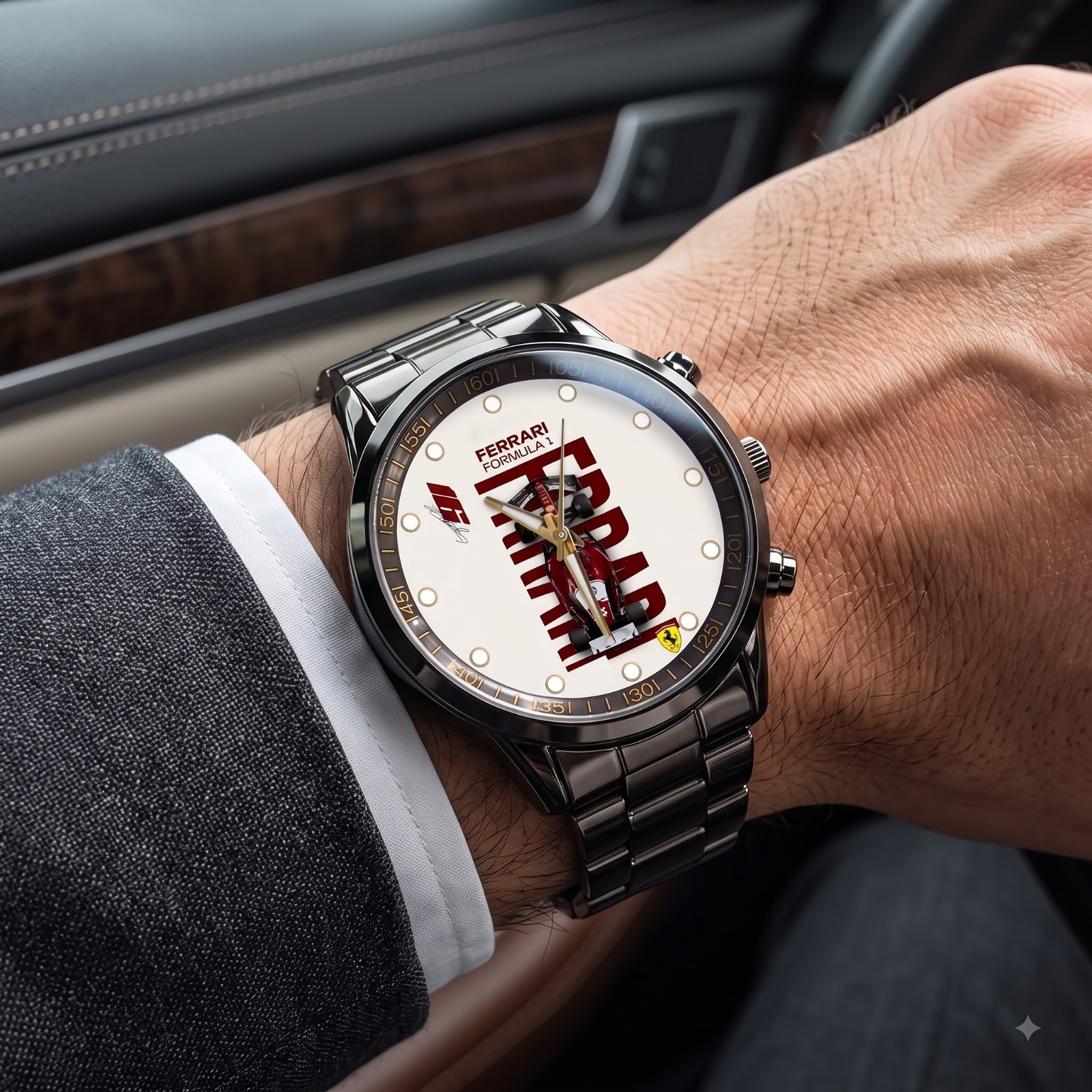 Personalized Ferrari Italian Racing Stainless Steel Watch Motorsport Gift