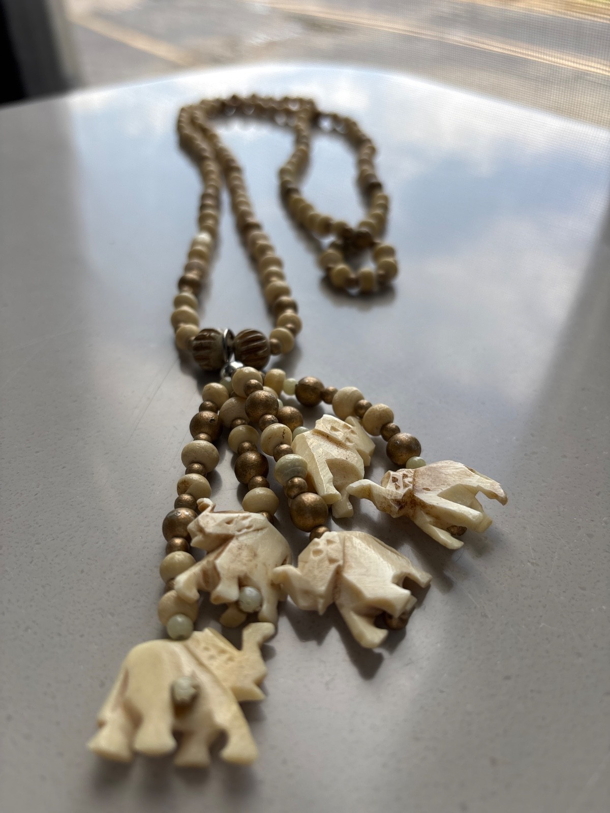 Vintage African Unkown bone and Brass Beads necklace