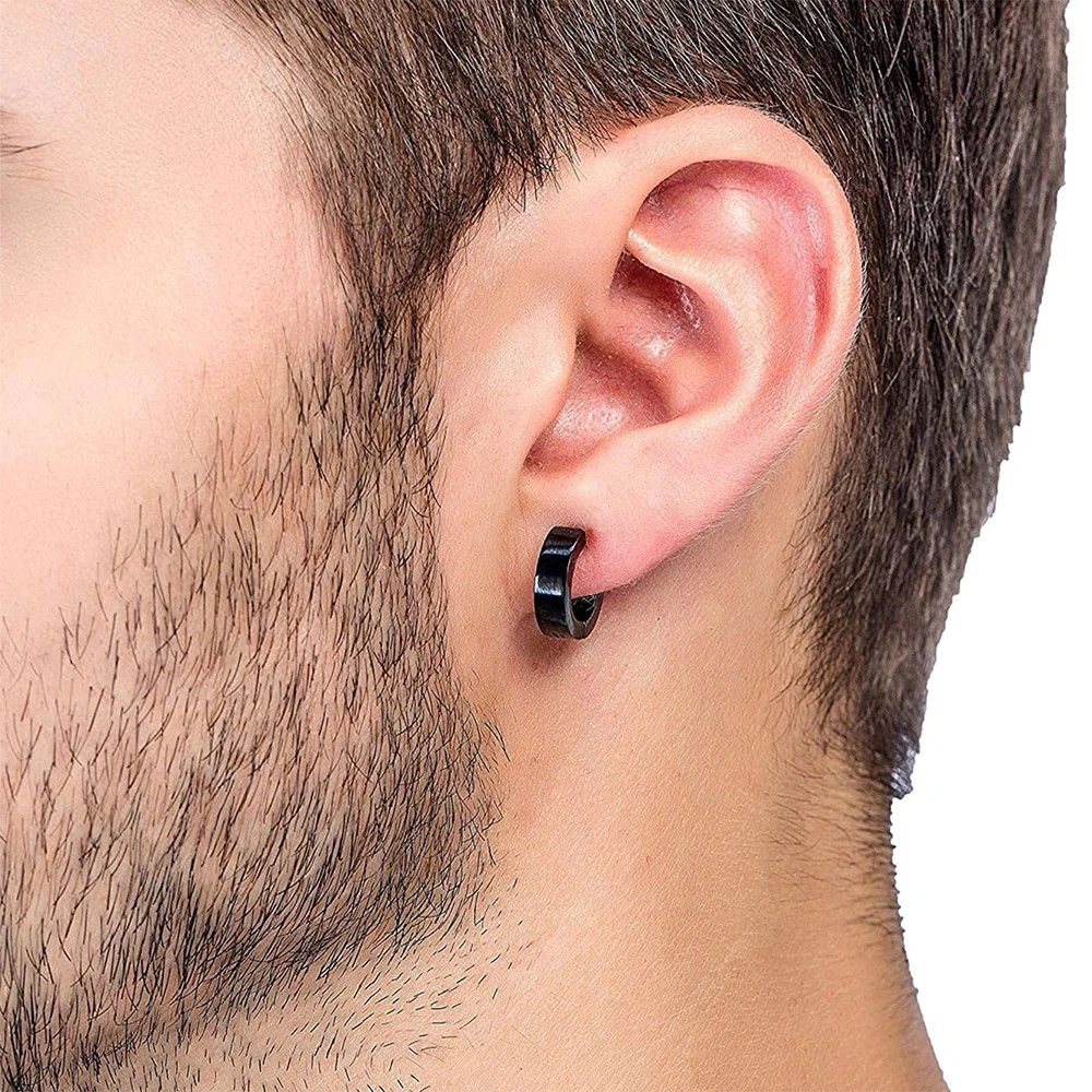 10 Pairs Magnetic Earrings Round Zircon Leaf Design Steel No Piercing Men